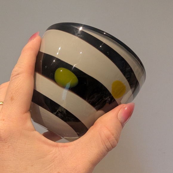 Striped Ceramic Bowl - Black, White, Yellow - Picture 7 of 10